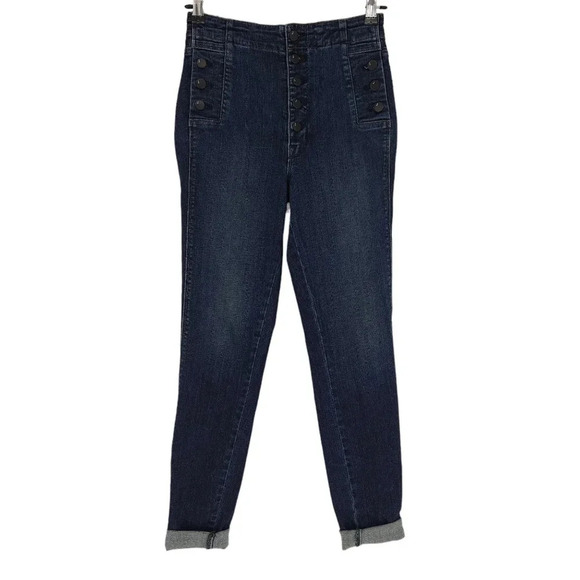 J Brand Natasha Skinny Jeans Button Fly High Rise Revival Dark Wash Denim - Picture 1 of 7